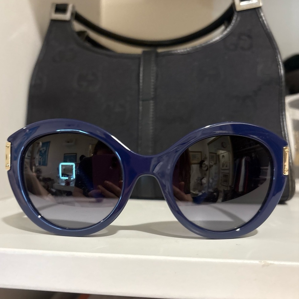 VERSACE Gianni Versace Blue Plastic Oversized Sunglasses - Picture 13 of 16